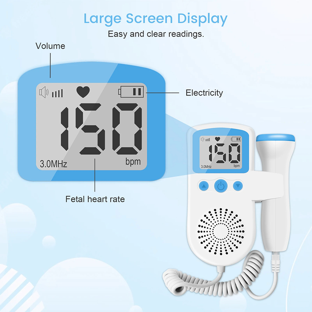 3MHz ทารกในครรภ์ Doppler เด็ก Heartbeat Monitor จอแสดงผล LCD Peace Of Mind ปลอดภัยชาร์จการตั้งครรภ์ Tracker Essential ของขวัญสําหรับแม่ใหม่สีชมพูสีฟ้า ราคา ถูกที่สุด ดีลบีเคเค แกลเลอรีภาพที่ 7