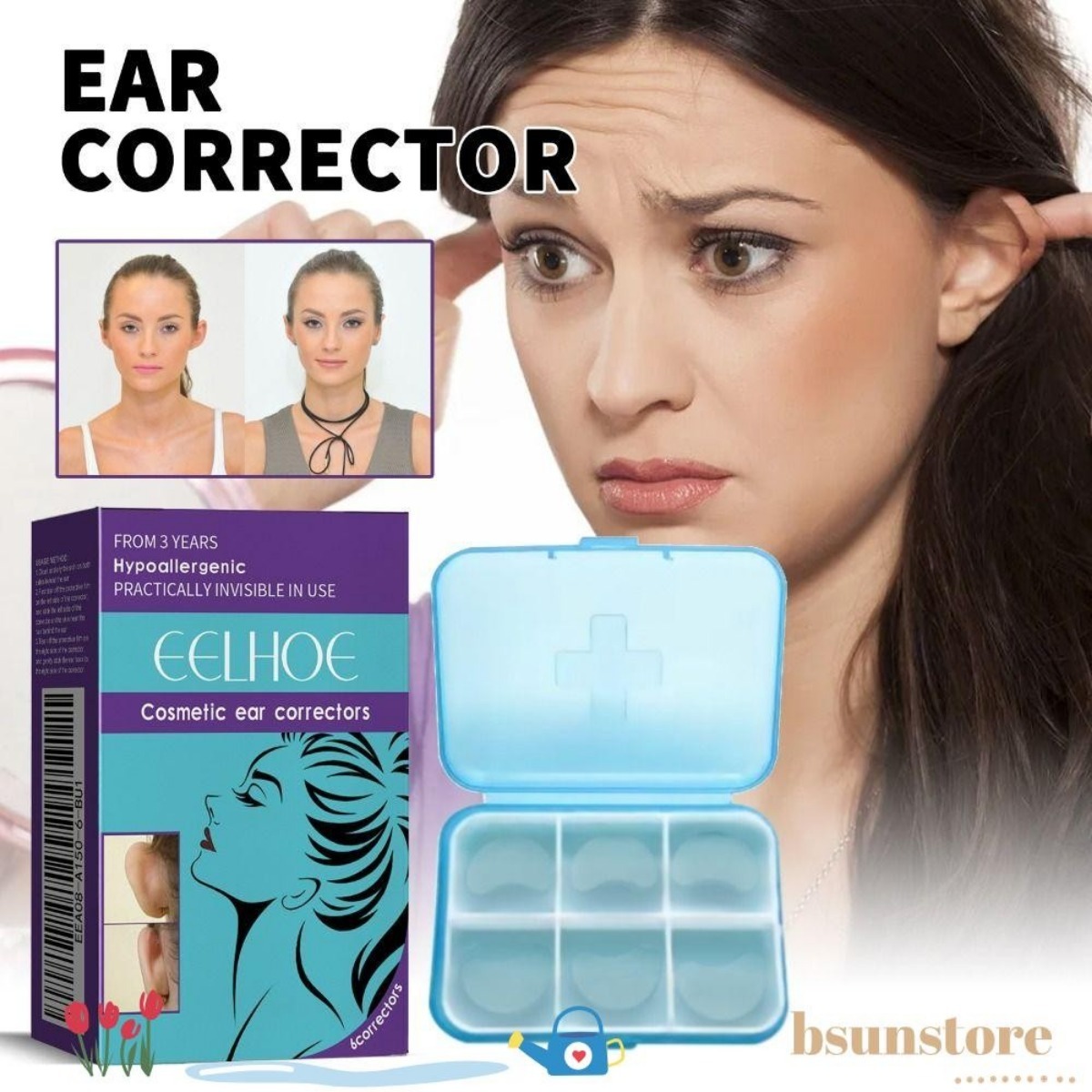 สติกเกอร์แก้ไขหู Contour Shaping Auricle Valgus Correction Big Ears Solution Ear Makeup Protruding Ear Supporter เครื่องสําอาง