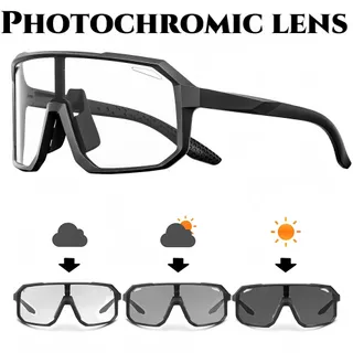 Photochromic Retro แว่นตากันแดดขนาดใหญ่ PC กรอบ Comfort สําหรับขี่จักรยานตกปลา Travel Unisex แว่นตาป้องกัน (สีเทาสไตล์เท่านั้น)
