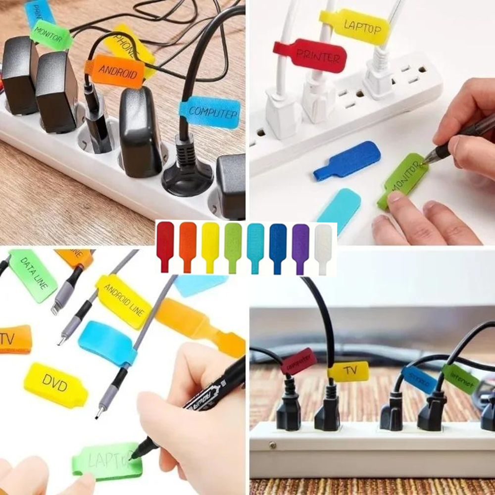 ป้ายสายเคเบิลสติกเกอร์ไนลอนสีสันสดใสแบบติดเอง - สำหรับการระบุที่ง่าย เหมาะสำหรับบ้านและสำนักงาน - รูปที่ 2