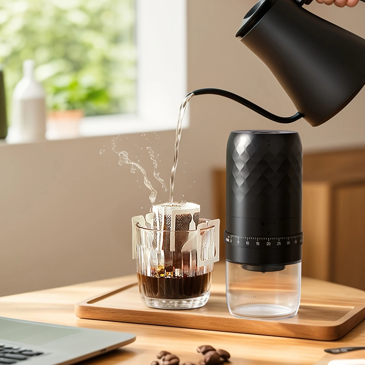 เครื่องบดไฟฟ้าในครัวเรือนขนาดเล็กมือเมล็ดกาแฟเครื่องบดแบบพกพาเครื่องบดอัตโนมัติเครื่องบดมือเครื่องชงกาแฟ - รูปที่ 4