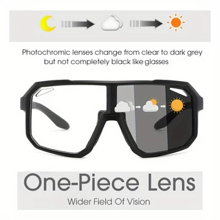 Photochromic Retro แว่นตากันแดดขนาดใหญ่ PC กรอบ Comfort สําหรับขี่จักรยานตกปลา Travel Unisex แว่นตาป้องกัน (สีเทาสไตล์เท่านั้น)