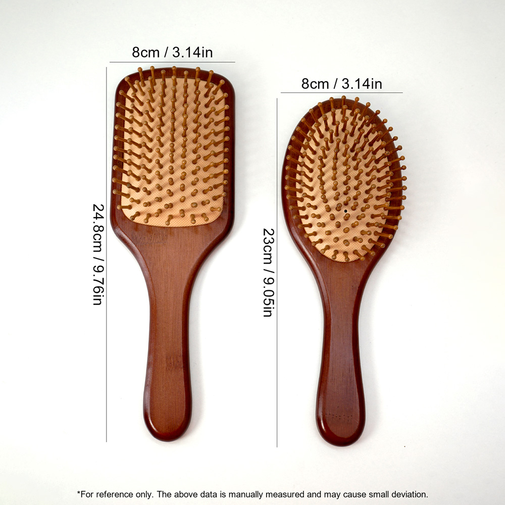 แปรงผมไม้ไผ่เบาะลม, หวีนวดป้องกันผมชี้ฟูและหนังศีรษะ, Detanglerไม้ธรรมชาติ - รูปที่ 2