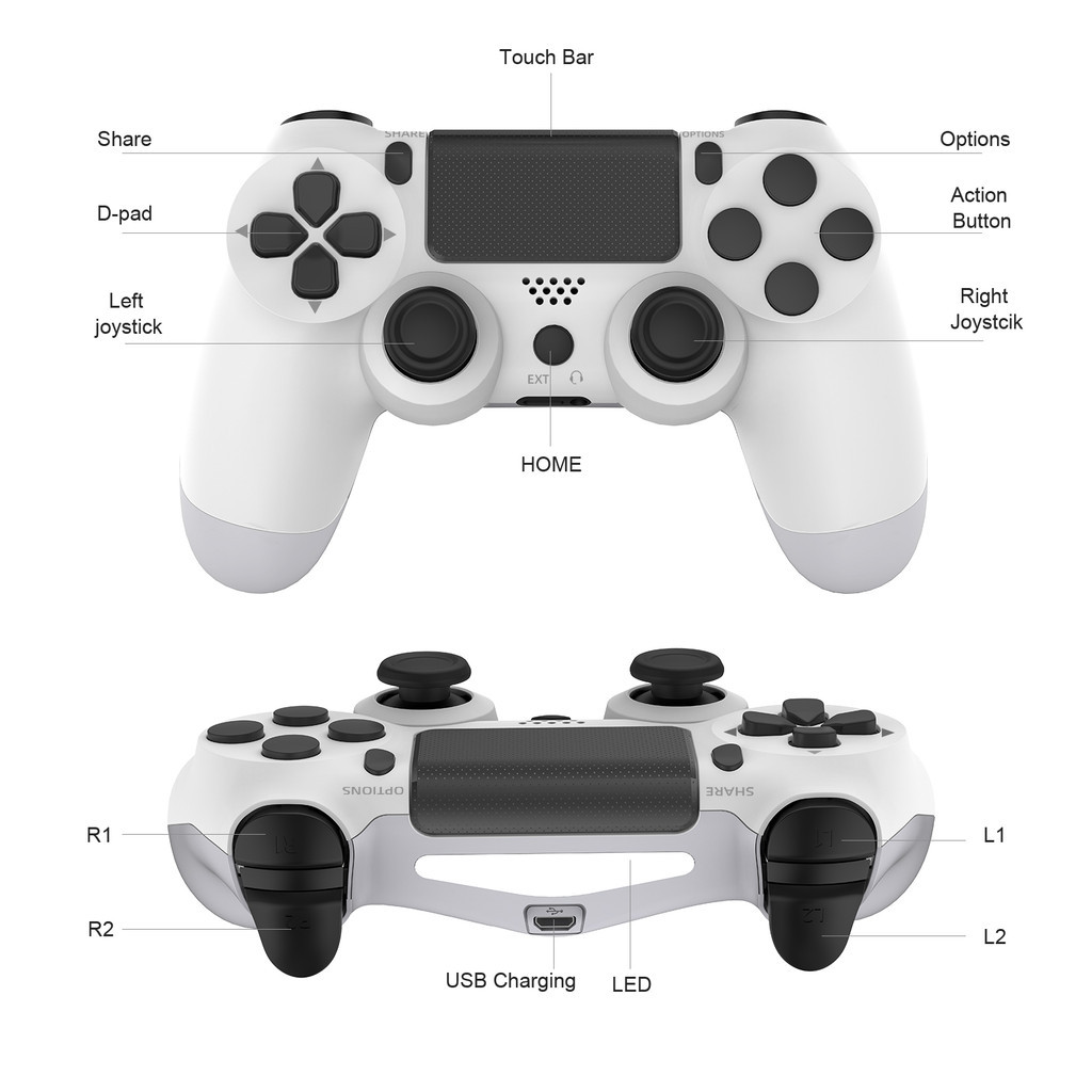 จอยสติ๊กควบคุมเกมไร้สายบลูทูธเข้ากันได้กับพีซี Android iOS แล็ปท็อป PS4 Gaming Pad