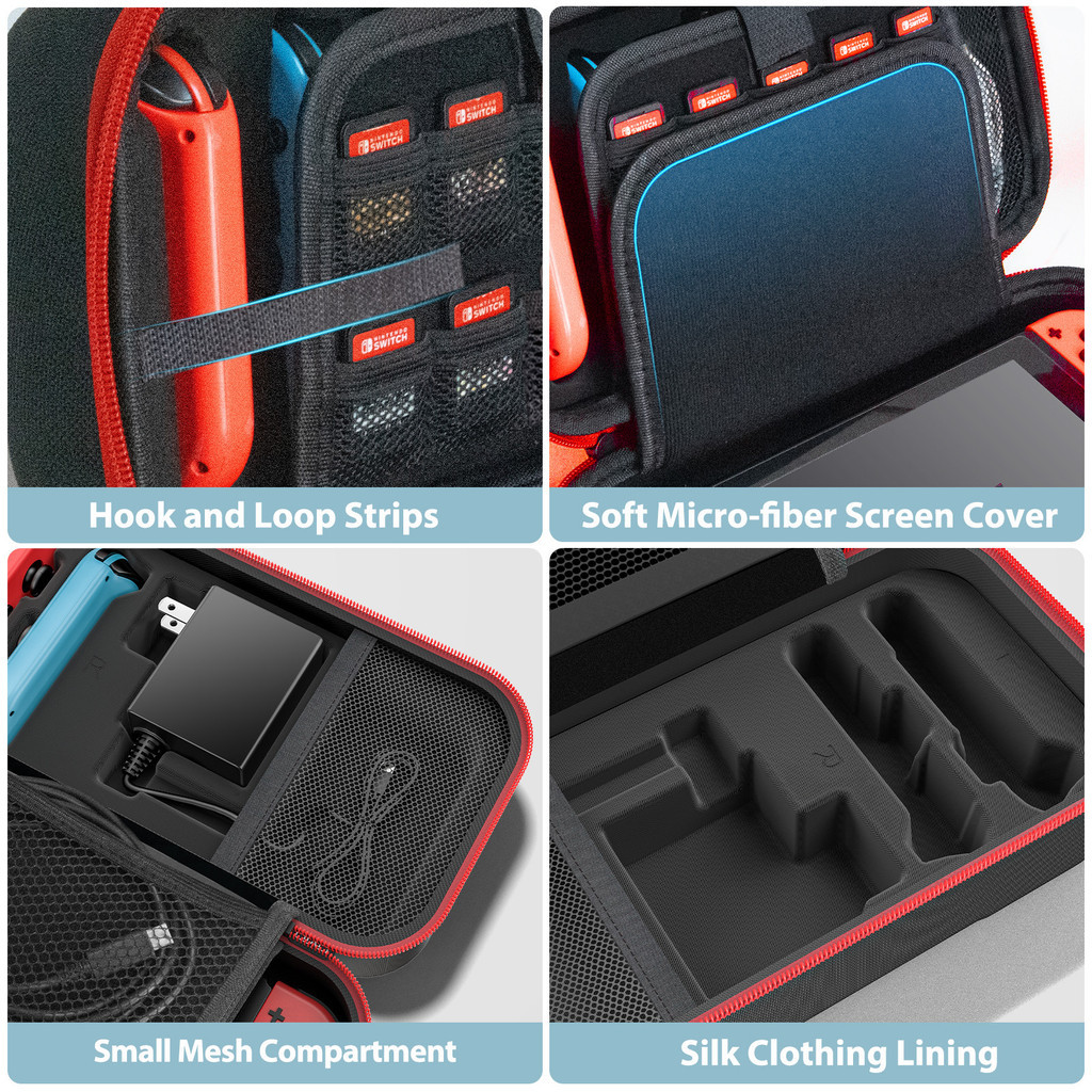 Oivo กระเป๋าเคสแข็ง แบบพกพา ความจุขนาดใหญ่ สําหรับ Nintendo Switch & Switch OLED Joy-Con และอะแดปเตอร์ 20 เกม