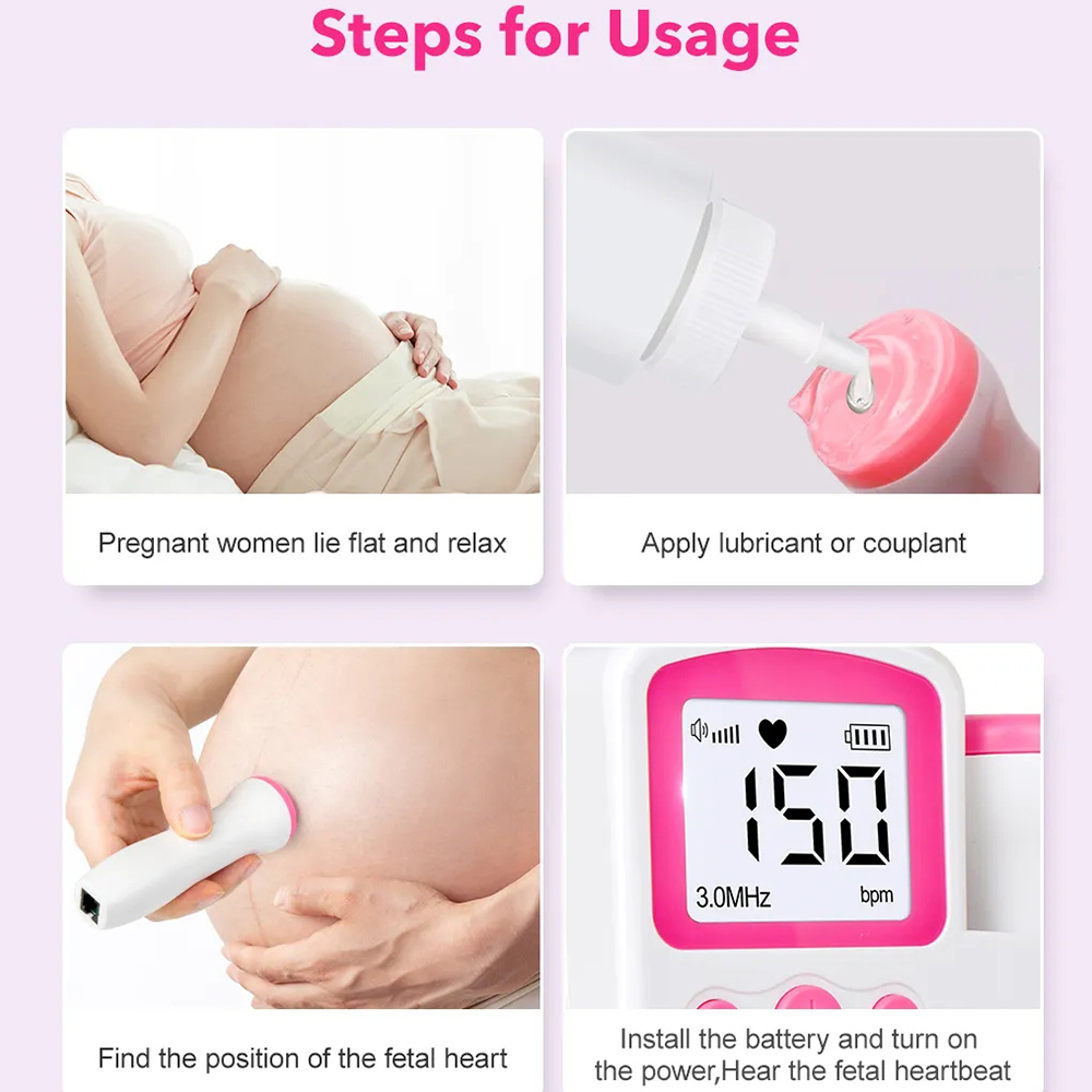3MHz ทารกในครรภ์ Doppler เด็ก Heartbeat Monitor จอแสดงผล LCD Peace Of Mind ปลอดภัยชาร์จการตั้งครรภ์ Tracker Essential ของขวัญสําหรับแม่ใหม่สีชมพูสีฟ้า ราคา ถูกที่สุด ดีลบีเคเค แกลเลอรีภาพที่ 4