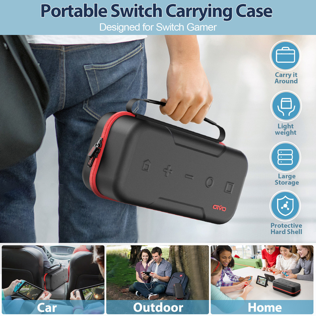 Oivo กระเป๋าเคสแข็ง แบบพกพา ความจุขนาดใหญ่ สําหรับ Nintendo Switch & Switch OLED Joy-Con และอะแดปเตอร์ 20 เกม