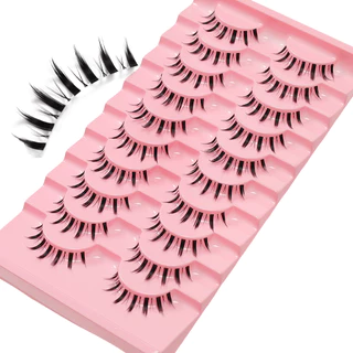 Natural Transparent Band Lashes 10 คู่, แต่งหน้าแต่งงานเจ้าสาว, ปาร์ตี้และของใช้ประจําวัน, ตาโตนู้ด