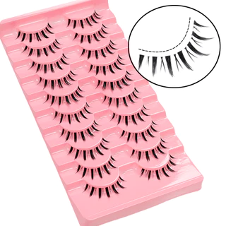 Natural Transparent Band Lashes 10 คู่, แต่งหน้าแต่งงานเจ้าสาว, ปาร์ตี้และของใช้ประจําวัน, ตาโตนู้ด