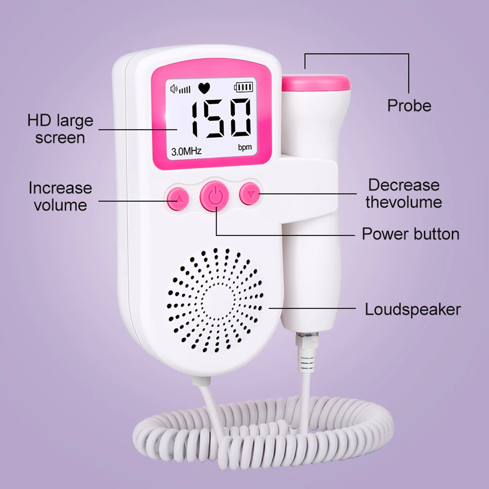 3MHz ทารกในครรภ์ Doppler เด็ก Heartbeat Monitor จอแสดงผล LCD Peace Of Mind ปลอดภัยชาร์จการตั้งครรภ์ Tracker Essential ของขวัญสําหรับแม่ใหม่สีชมพูสีฟ้า ราคา ถูกที่สุด ดีลบีเคเค แกลเลอรีภาพที่ 2
