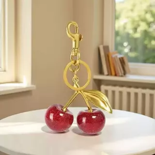 เชอร์รี่คริสตัลพวงกุญแจจี้กระเป๋าสร้างสรรค์เสน่ห์สําหรับผู้หญิงของขวัญวันหยุด
