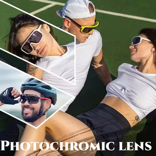 Photochromic Retro แว่นตากันแดดขนาดใหญ่ PC กรอบ Comfort สําหรับขี่จักรยานตกปลา Travel Unisex แว่นตาป้องกัน (สีเทาสไตล์เท่านั้น)