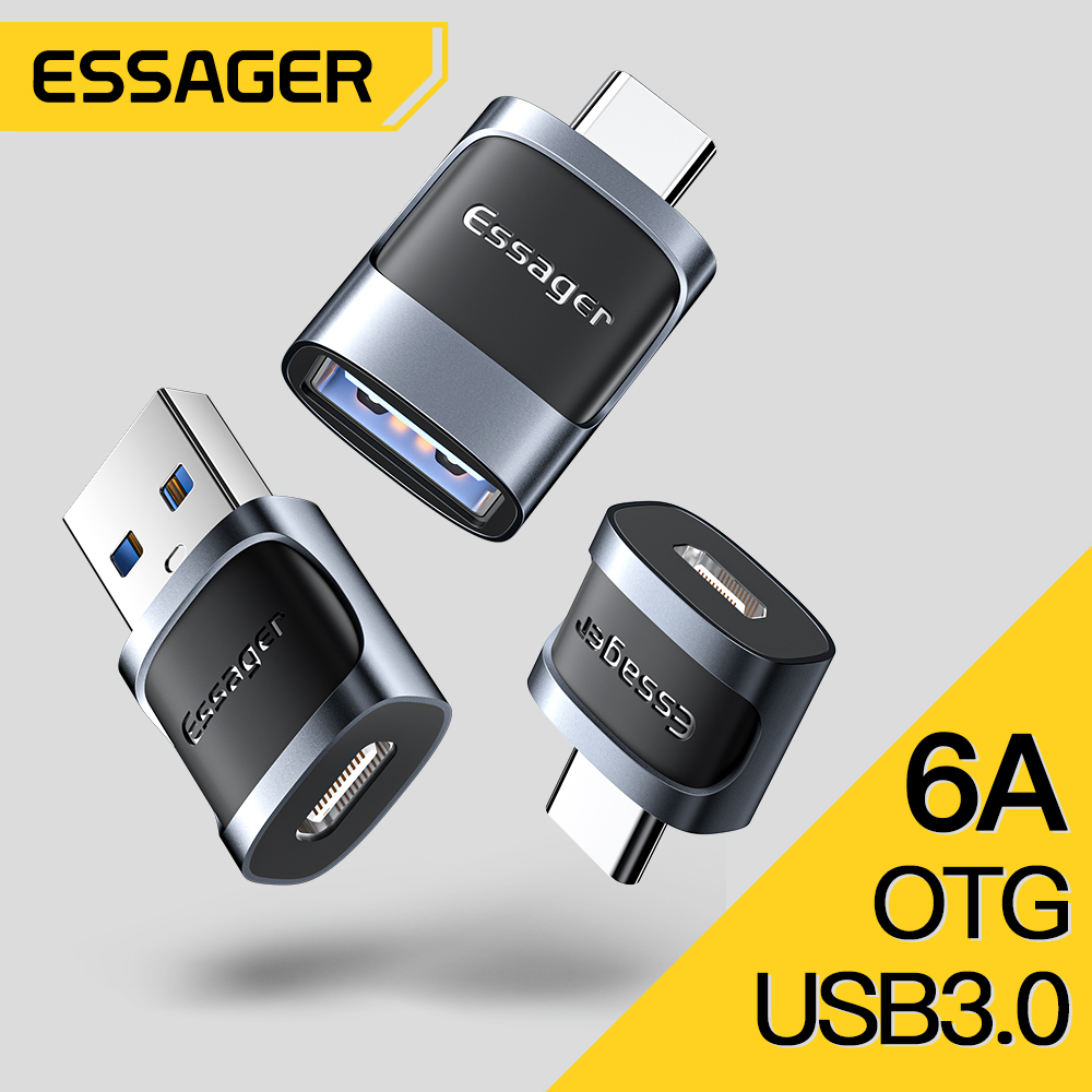 อะแดปเตอร์ Essager USB 3.0 เป็น Type C OTG – ตัวแปลง USB A เป็น USB C สําหรับ MacBook, แล็ปท็อป, เครื่องอ่านการ์ด, แฟลชไดรฟ์