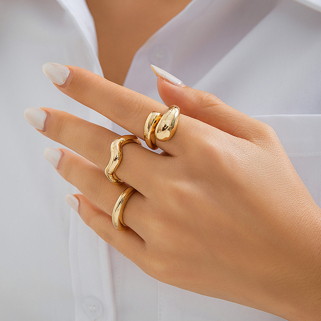 Wave Hug Ring Set Stackable Boho เครื่องประดับสําหรับผู้หญิงสาวของขวัญอินเทรนด์