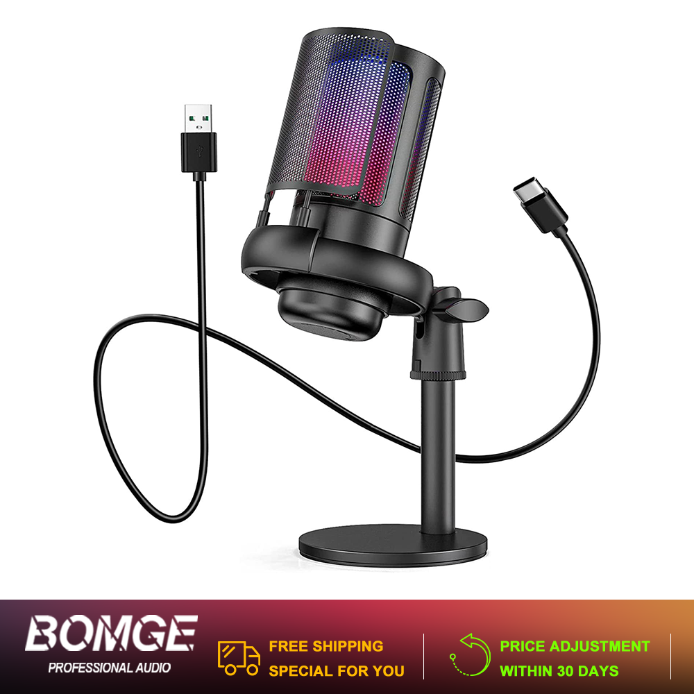 BOMGE ME6S USB Condenser Mic Quick Mute RGB สําหรับพีซีสําหรับเล่นเกม PS5 Podcast Streaming