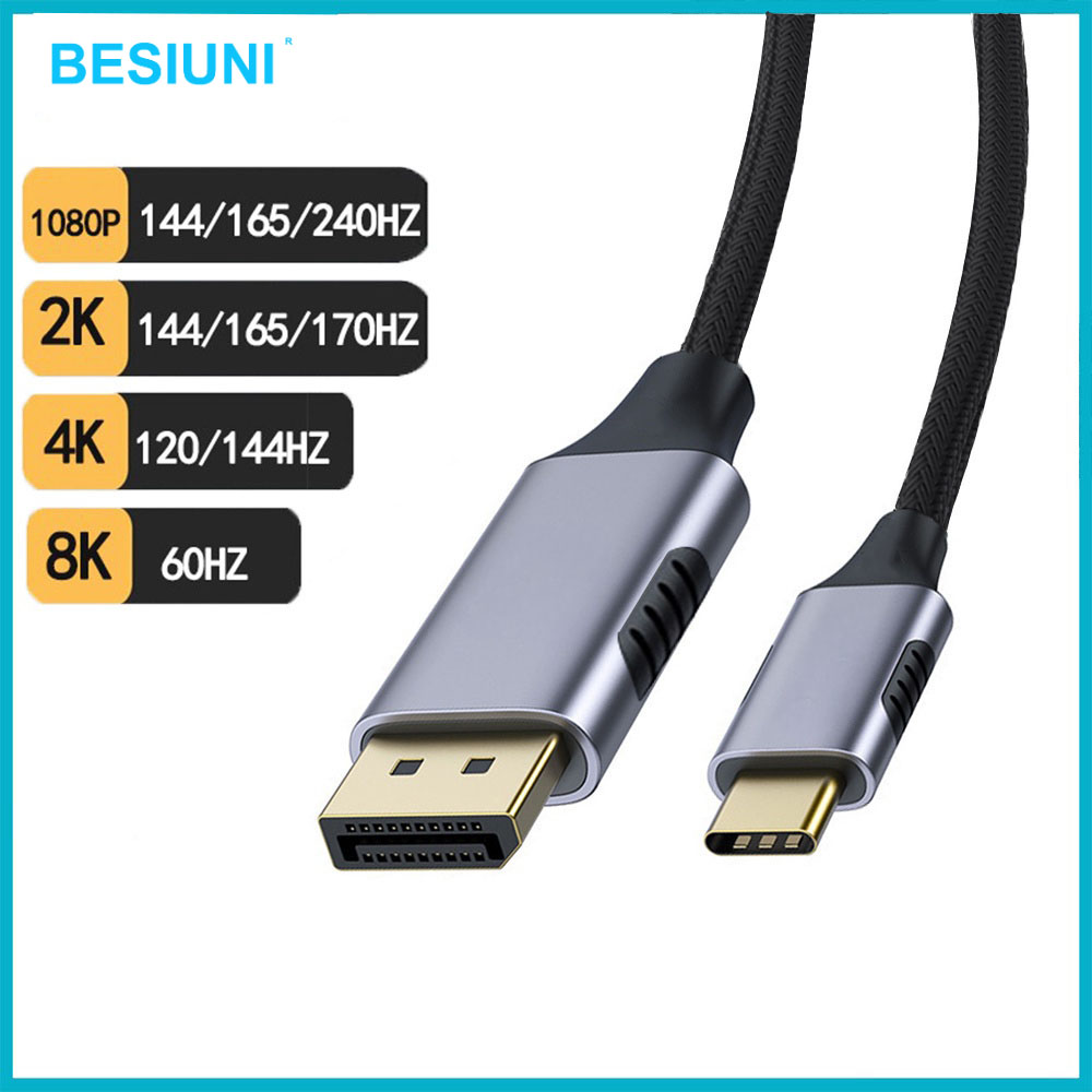 1.8m สาย USB C ถึง DisplayPort 8K DP Type C 3.1 ถึง Display port 1.4 สาย Thunderbolt 3 ถึง 8K DP สําหรับ MacBook Pro Samsung S21 & Huawei