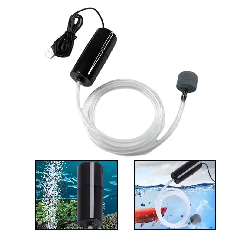 USB Mini Aquarium Air Pump Kit ปั๊มออกซิเจน Air Stone เงียบพลังงานสูงที่มีประสิทธิภาพ Aquarium กรองอุปกรณ์ตกปลาอุปกรณ์เสริม