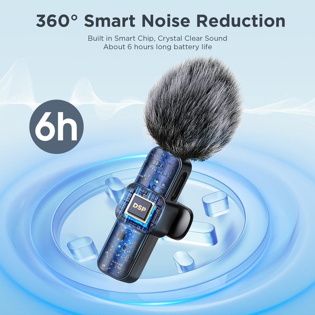 Lavalier Mini ไมโครโฟนไร้สายสําหรับสมาร์ทโฟนพีซีสําหรับ Vlog Audio Video Recording เกมการสอน - ภาพย่อย 3