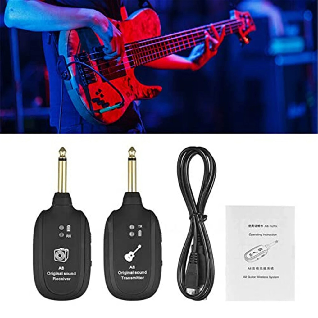 Miwayer A8 2.4G Wireless Guitar Transmitter & Receiver-HD เสียงเรียลไทม์คุณภาพสูง ความหน่วงต่ำสำหรับกีตาร์ไฟฟ้าและเบส