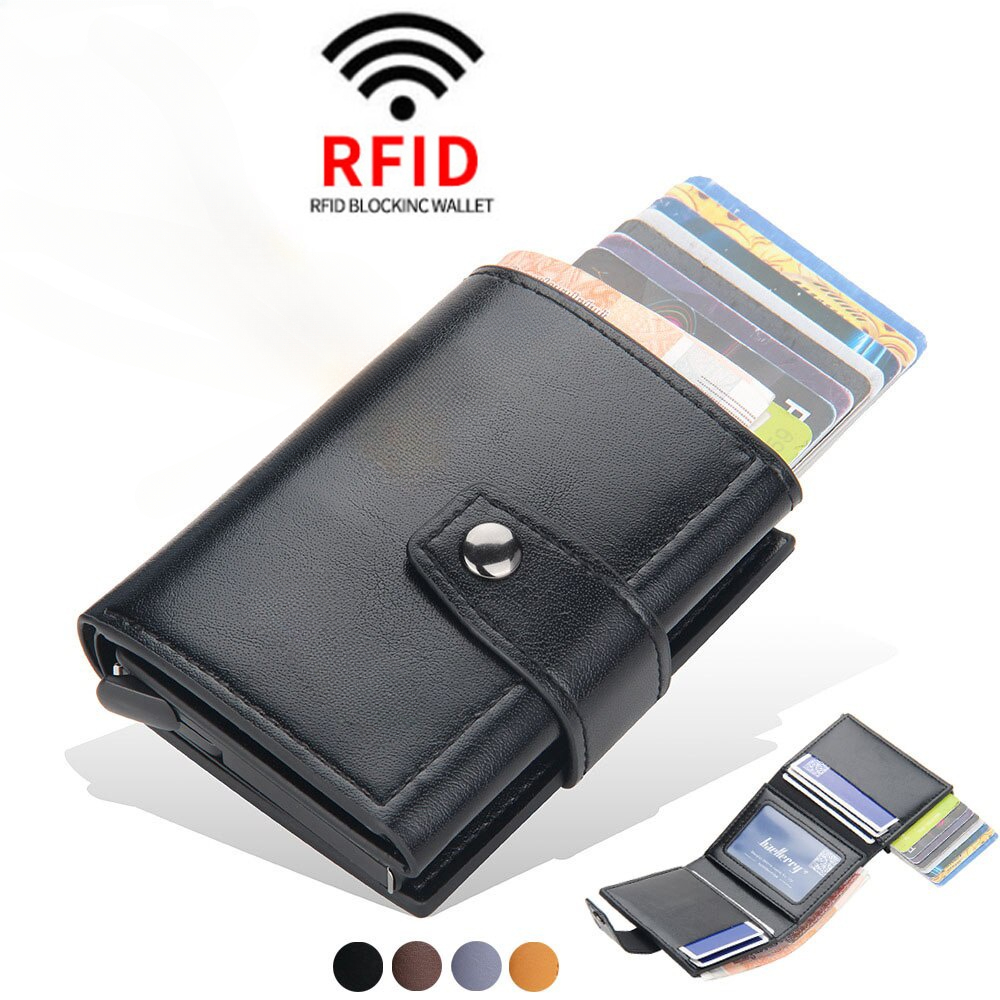 RFID Anti-Theft Smart Card Holder - กระเป๋าสตางค์หนังขนาดเล็กบางพิเศษพร้อมการออกแบบล็อคที่ปลอดภัย​