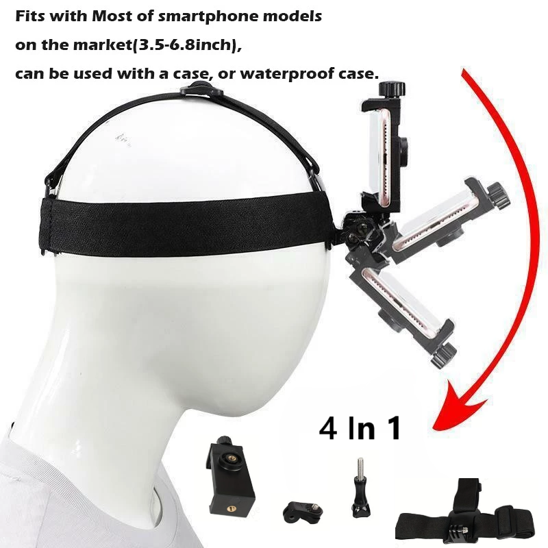 1 ชิ้นหัวติดตั้งที่วางโทรศัพท์ First-Person View สีดํา Grip Video Bracket สําหรับ GoPro 10 Action