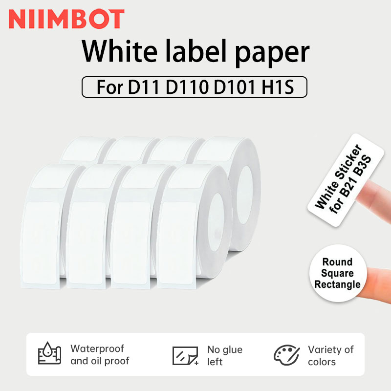 Niimbot D11/D110/D101 (สีขาว)Thermal Label 12-15mm Name Sticker White Color Label Paper