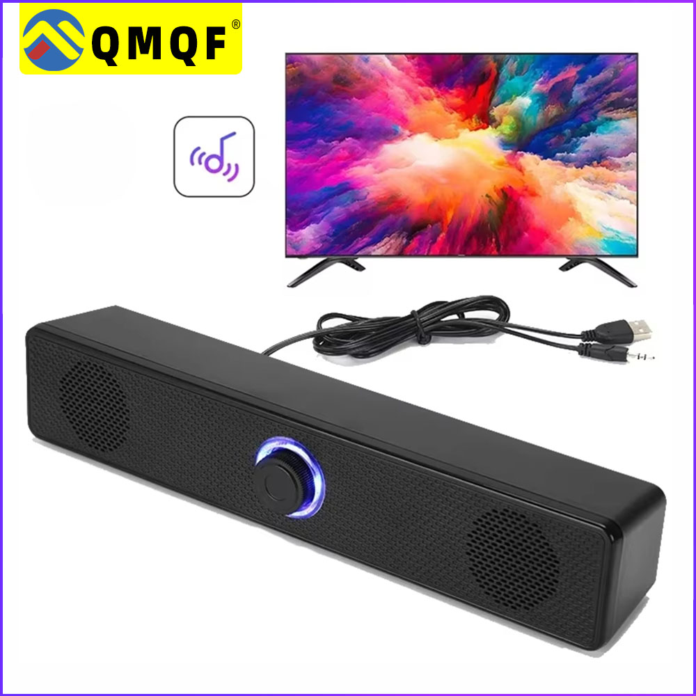 PC Soundbar ลําโพงแบบมีสาย USB เบสหนักแน่นซับวูฟเฟอร์ Boom Box Surround สําหรับทีวีแล็ปท็อป Home