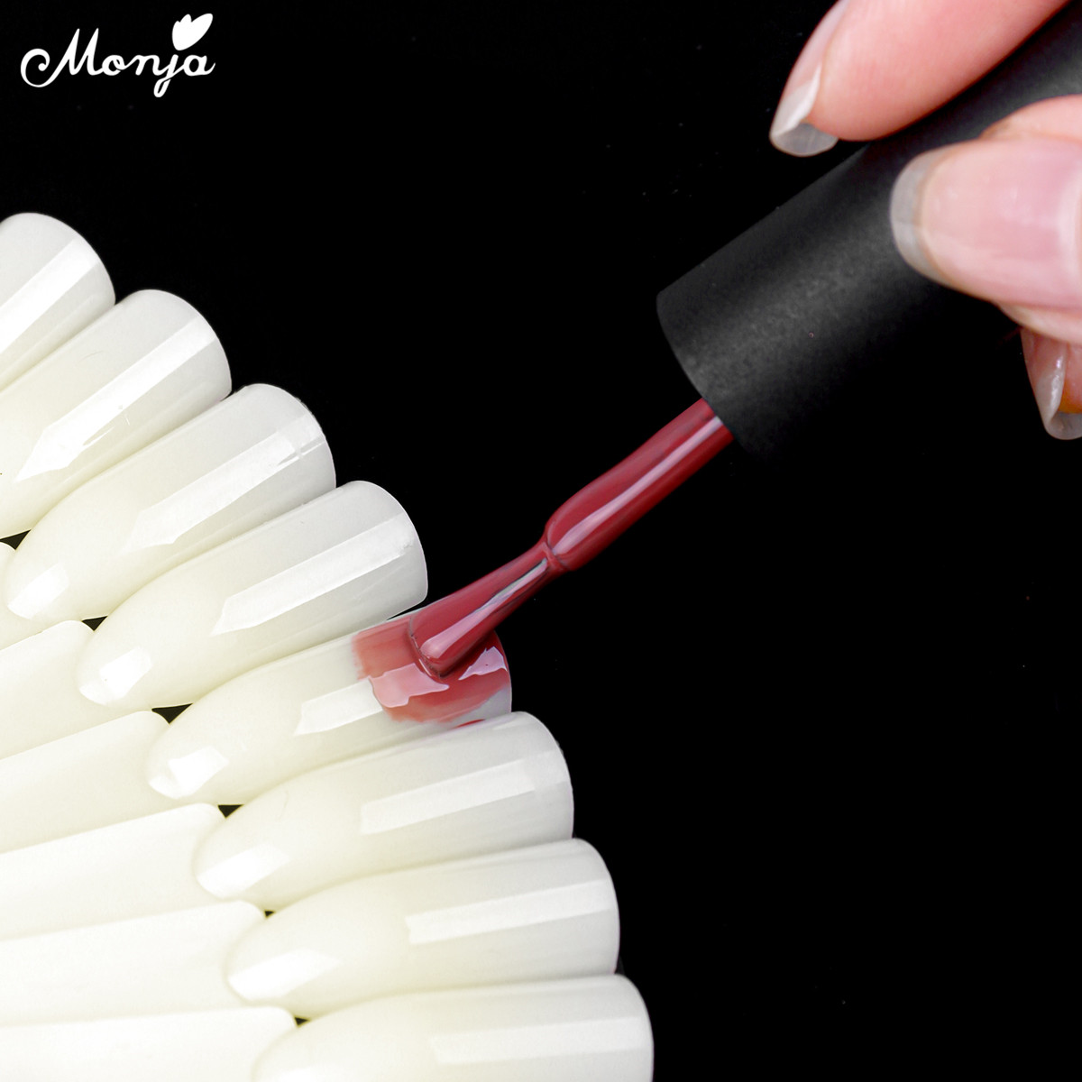 โมนจา 50 ชิ้น การ์ดฝึกงานทำเล็บ สีเจลพาเลตต์ แสดงผลถาด เล็บปลอมทรงโคฟินฝรั่งเศสแบบถอดได้ เครื่องมือทำเล็บ DIY - รูปที่ 5