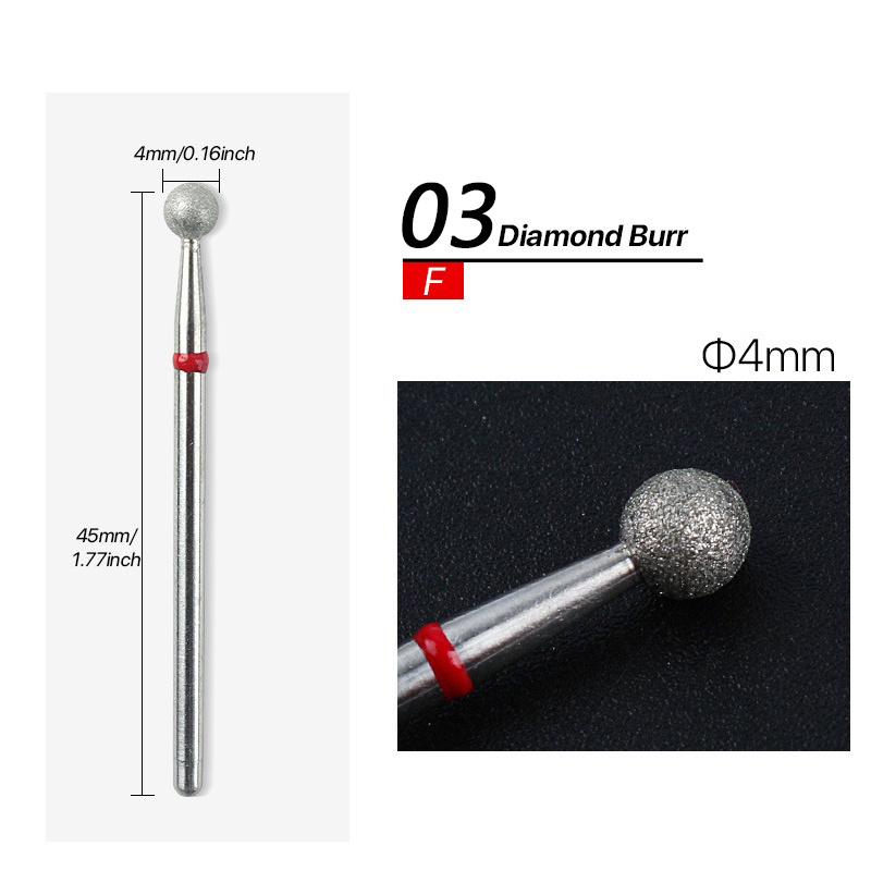 ดอกสว่านไฟฟ้าสำหรับทำเล็บ ขนาด 2.3/3/4 มม. แบบเพชรสีแดง เครื่องตัดมิลลิ่งสำหรับเครื่องมือดูแลหนังศอก - รูปที่ 5