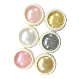ชุดผงสีรุ้งใหม่สำหรับทำเล็บ -- ผงกระจกสีทองแชมเปญ 6 สี เนื้อสัมผัสละเอียดและมีมิติสูง