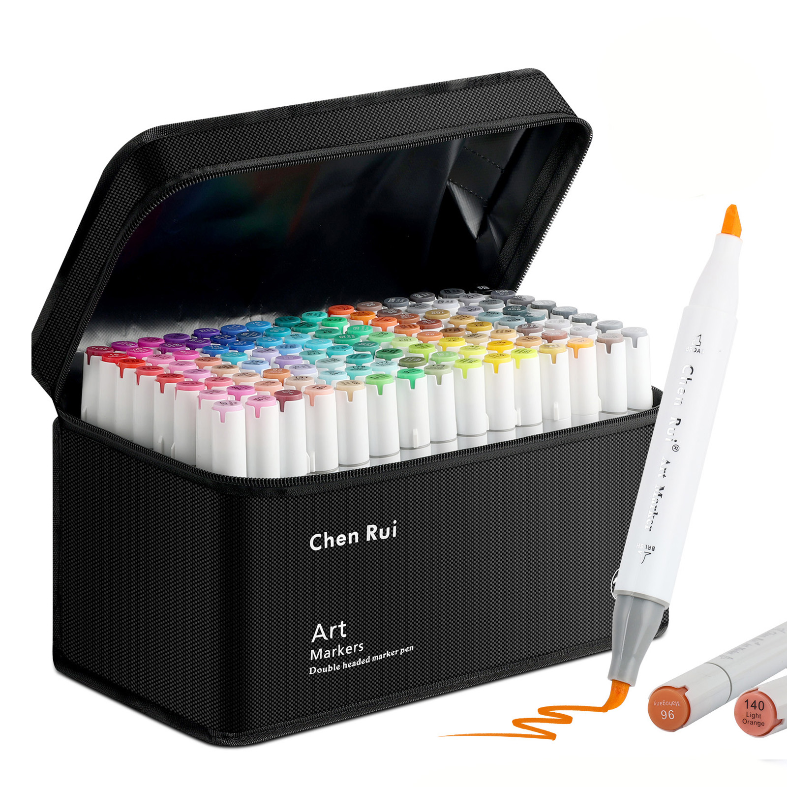 เครื่องหมายศิลปะปลายคู่ขนาด 100/120 สี – ปากกาถาวรแปรงและสิ่วพร้อมฐานสําหรับระบายสีสําหรับผู้ใหญ่