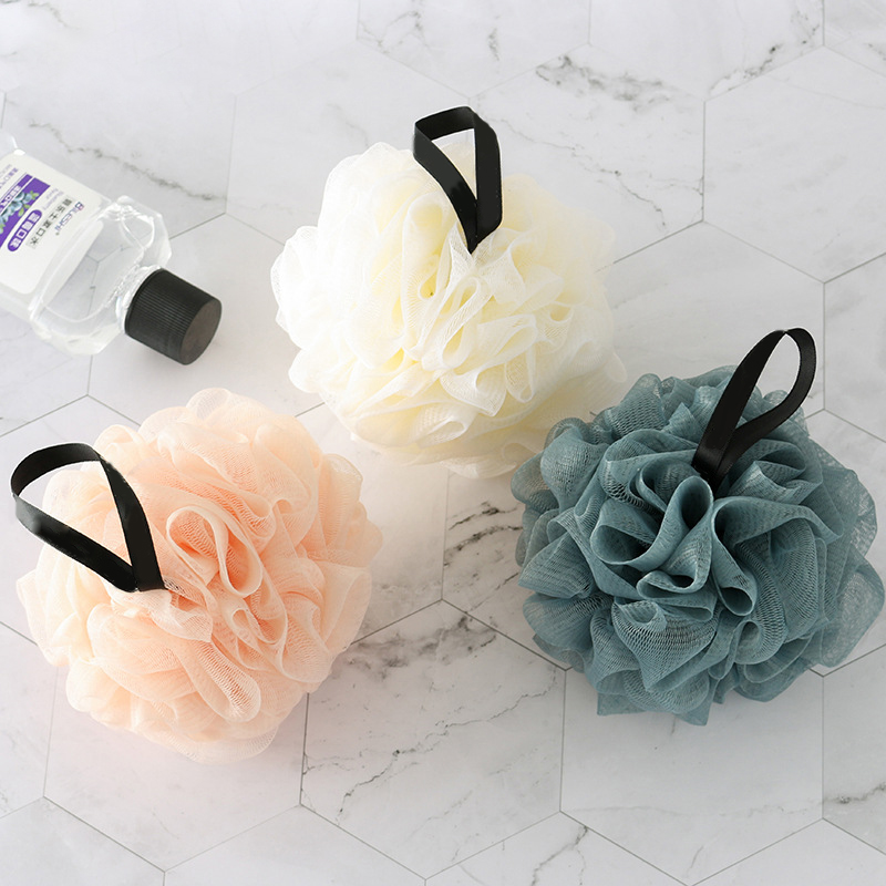ฟองน้ําอาบน้ําดอกไม้ไนลอนขัดผิวนุ่มเพื่อขัดผิว Rich Lather & Skin Polishing