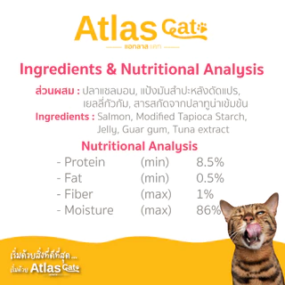 Atlas Cat แอทลาส ขนมแมวเลีย แซลมอนเพียวเร่ Salmon Puree 15ก./ซอง (แพ็ค 1)