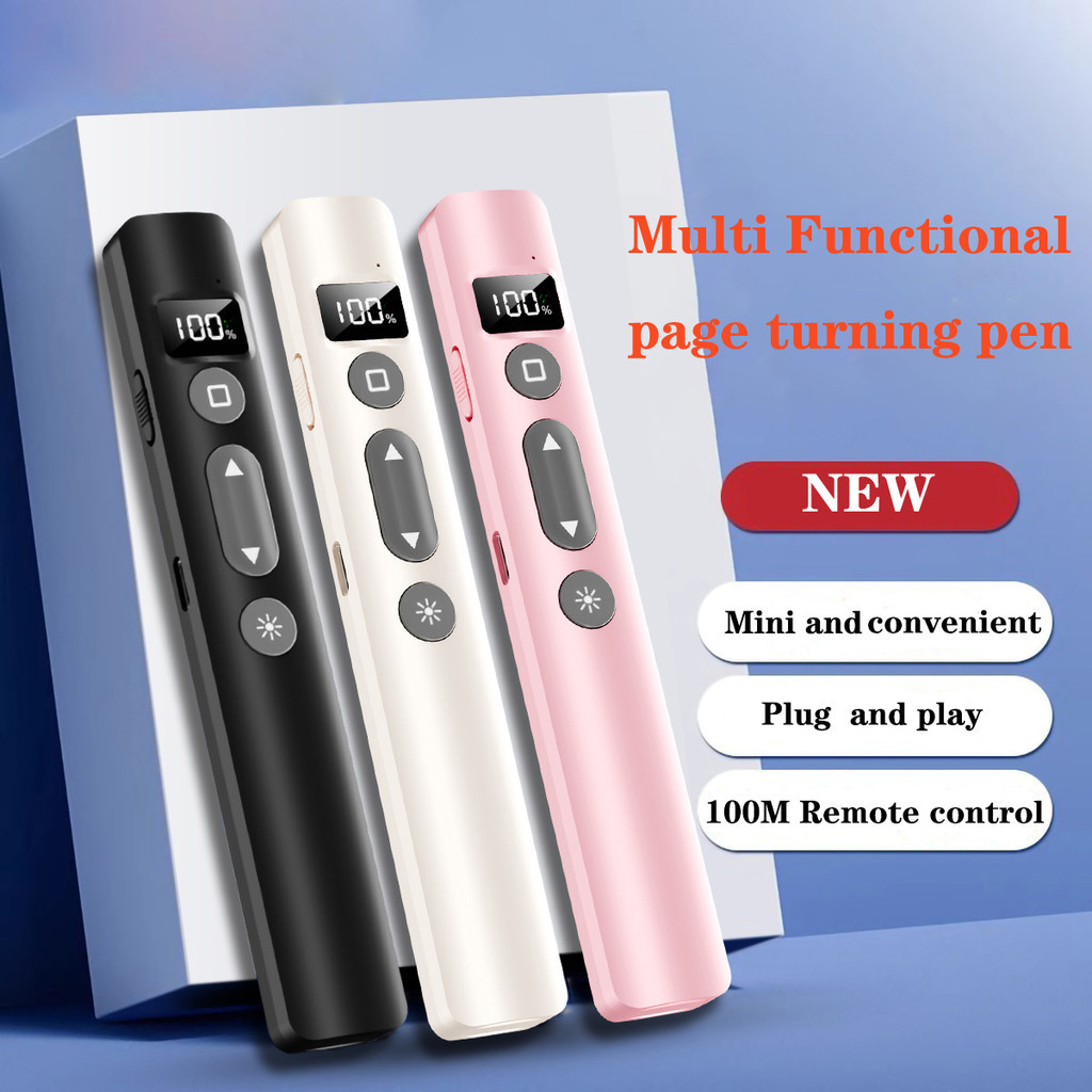 LED Digital Wireless Presenter ปากกา 2.4GHz USB C อะแดปเตอร์มือถือรีโมทคอนโทรล Pointer สีชมพู/สีดํา/สีขาวสําหรับ Presentation PPT 2026 Office Tech