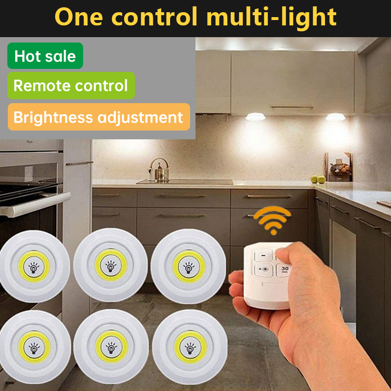 ไฟ LED COB สว่างมาก - ปรับระดับได้, มีรีโมทไร้สาย, ประหยัดพลังงาน, ออกแบบติดตั้งง่าย เหมาะสำหรับตู้ครัว, ห้องน้ำ, หอพัก, ใช้ได้ตลอดทั้งปี