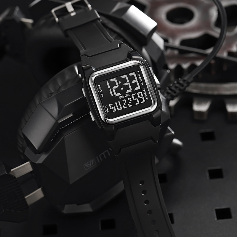 2ชิ้น ผู้ชายกันน้ําไฟ นํา นาฬิกาที่มีสายยางเรซิ่นกรณีของขวัญวันหยุด - รูปที่ 7