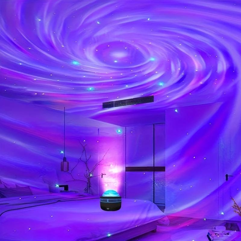 โคมไฟกลางคืนใหม่ หมุนได้ มีเสียงเพลง โปรเจคเตอร์ออโรร่า LED RGB สีสัน ตกแต่งห้องนั่งเล่น หรือนอนหลับ - รูปที่ 2