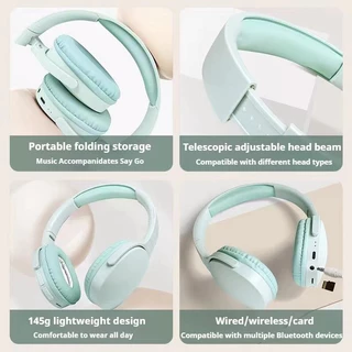 P2961 หูฟังไร้สายบลูทูธสเตอริโอHIFIชุดหูฟังเกมหูฟังพร้อมไมโครโฟนหูแบบพับได้สเตอริโอHIFIซับวูฟเฟอร์ใช้งานร่วมกับหลายอุปกรณ์