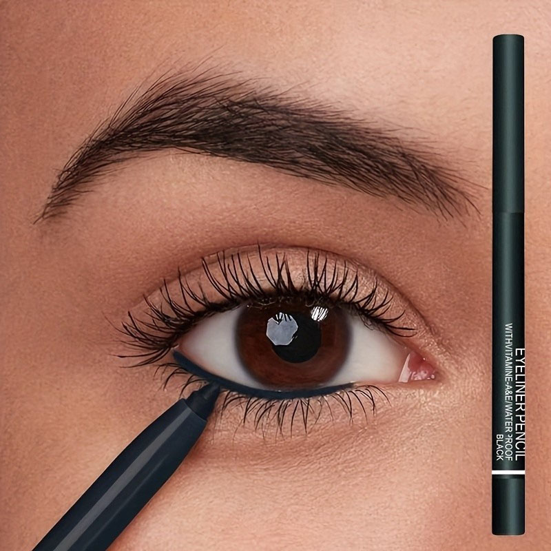 ดินสอเขียนขอบตากันน้ํา, Easy Glide, Long-Lasting, Smudge-Proof Eye Makeup, Rich Pigment, Black