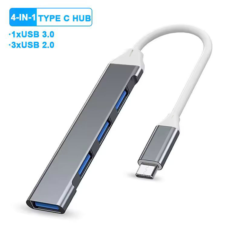 ฮับ USB Type C 4 in 1 ความเร็วสูง OTG อแดปเตอร์ 4 พอร์ต แบบหลายพอร์ตสำหรับ Macbook Pro PC แล็ปท็อป