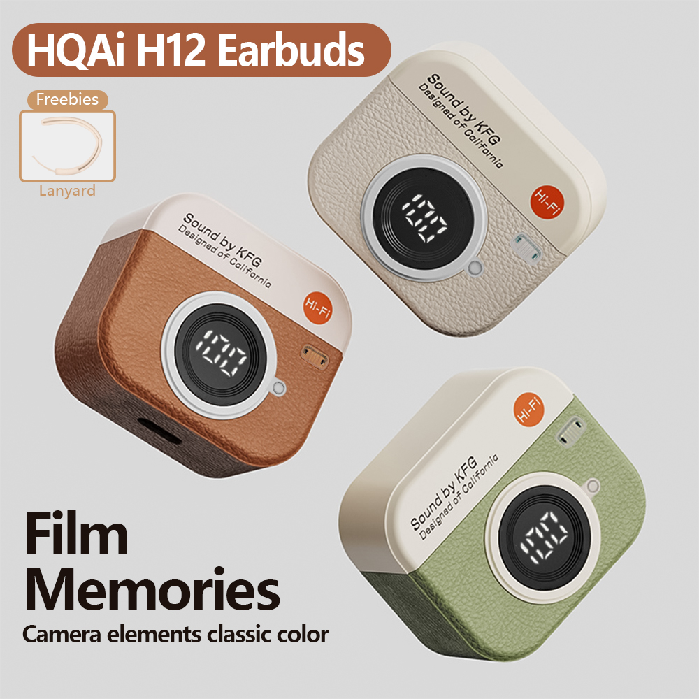 HQAi H12 หูฟัง Build-in MIC หูฟังกันน้ําหูฟัง Touch Control ชุดหูฟังตัดเสียงรบกวน Hi-Fi หูฟังสเตอริโอ