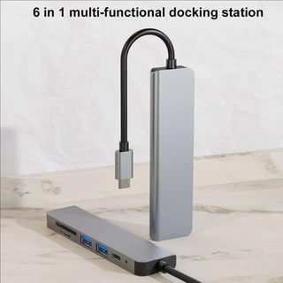 Type C Hub 6 in 1 TF SD Card Reader อะแดปเตอร์สําหรับแล็ปท็อป PC Multi Port HDMI 4K USB3.0 100W PD Charge