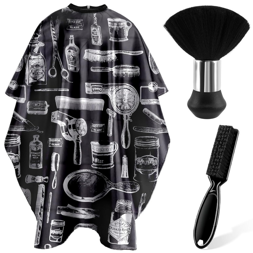 Wanmei 3 ชิ้นชุดมืออาชีพตัดผม Cape พร้อมคอ Duster แปรงโพลีเอสเตอร์ตัดผมอุปกรณ์เสริมเครื่องมือ