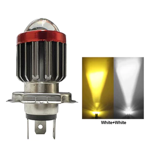 รถจักรยานยนต์ LED ไฟหน้า 12-80V H4 BA20D Bicolor เลนส์สูงต่ําสกู๊ตเตอร์หมอกโคมไฟ