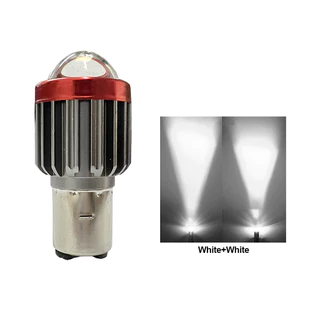รถจักรยานยนต์ LED ไฟหน้า 12-80V H4 BA20D Bicolor เลนส์สูงต่ําสกู๊ตเตอร์หมอกโคมไฟ