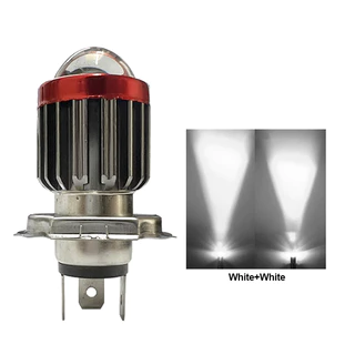 รถจักรยานยนต์ LED ไฟหน้า 12-80V H4 BA20D Bicolor เลนส์สูงต่ําสกู๊ตเตอร์หมอกโคมไฟ