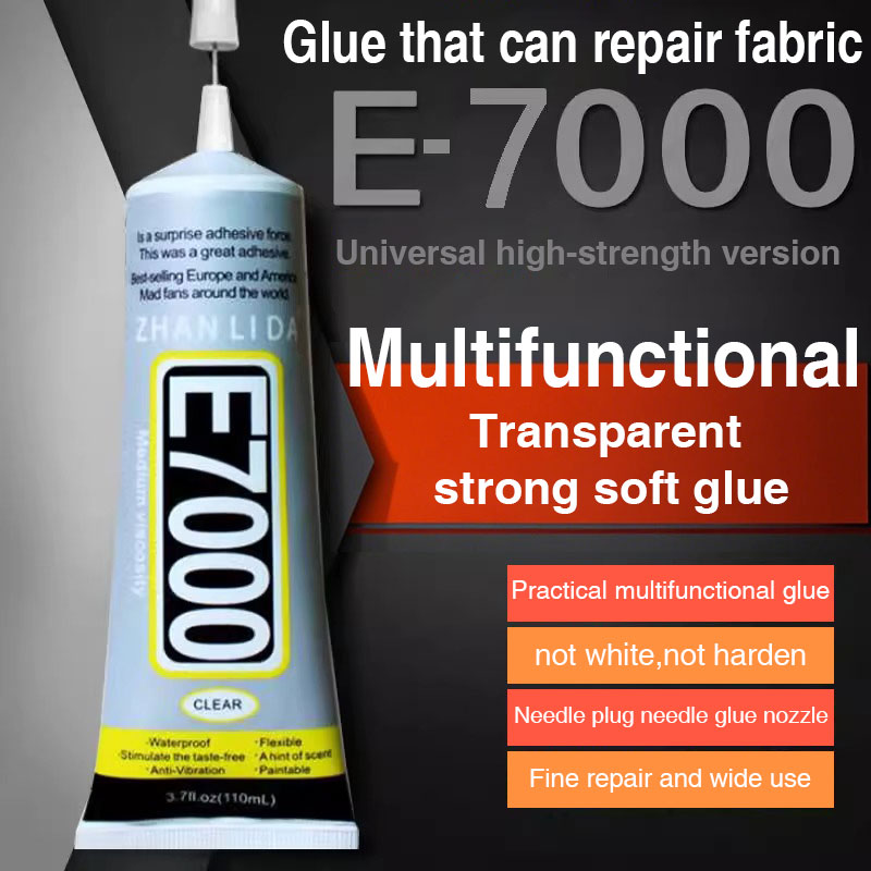 ZHANLIDA E7000 ผ้ากาว 110ML ทนทานนุ่มโปร่งใสกาวหน้าจอโทรศัพท์ DIY เย็บหัตถกรรมเสื้อผ้ากันน้ํา