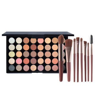 40-Color Eyeshadow Palette with Matte and Shimmer, highly pigmented for smoky looks; long-lasting and waterproof.