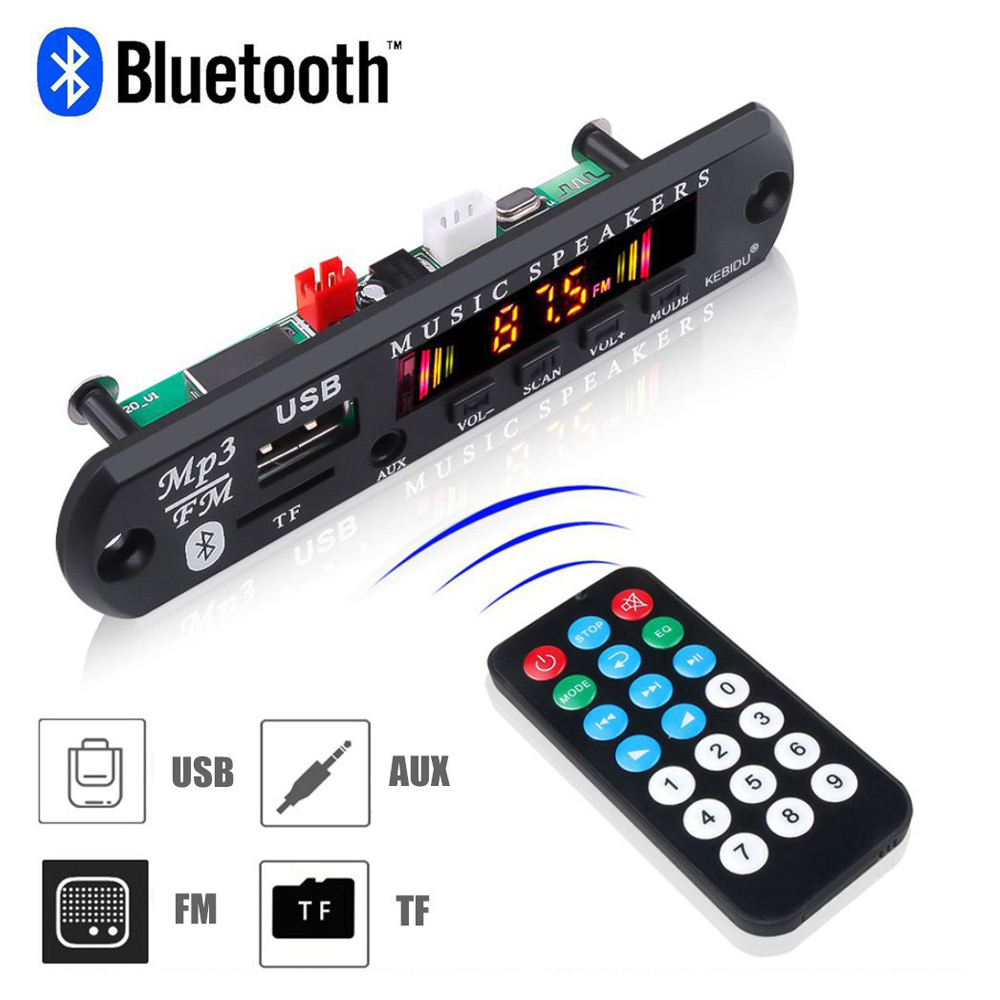 MP3 ไร้สายบลูทูธ 5.0 บอร์ด DC 9V 12V เครื่องเล่นเพลงรองรับ WMA USB TF FM