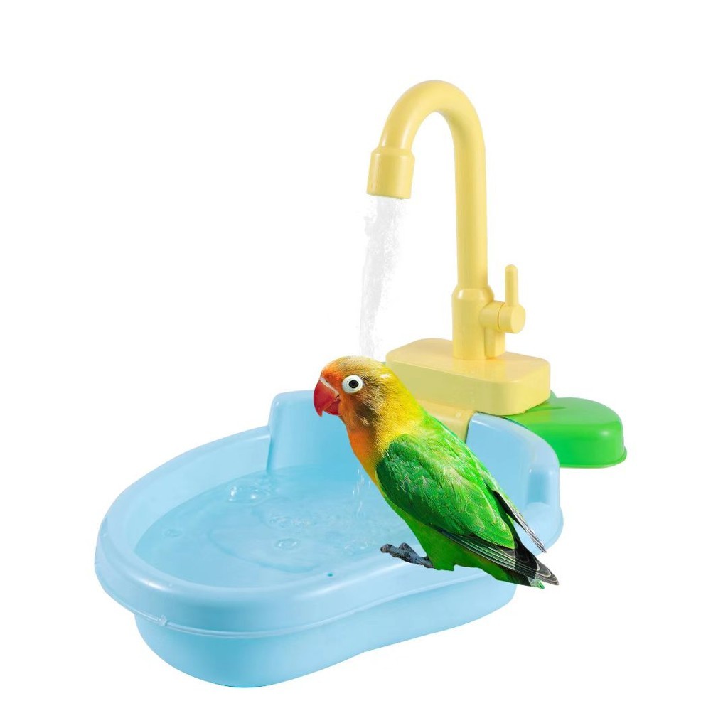 新标 หมุนเวียนน้ําอัตโนมัติ Parrot Shower Basin Bird Bath Toy สําหรับนกขนาดกลางขนาดเล็ก 34x27 ซม.